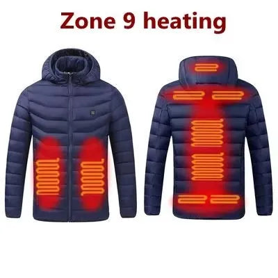 Men's Winter Warm USB Heating Parka Smart Thermostat Pure Color Hooded Heated Jacket Bobojaco Padded Clothing