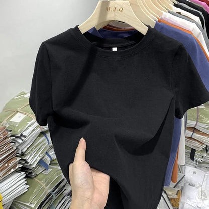 Femmes T-shirt Filles T-shirt Vêtements Femme Hauts T-shirt Femme Manches Courtes Printemps Tee Sexy Y2k Top Blanc
