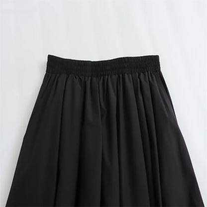 Jupe Mooyufon 2025 pour femme : tempérament polyvalent, coupe ample et décontractée, couleur unie, taille haute, longueur moyenne, ligne A