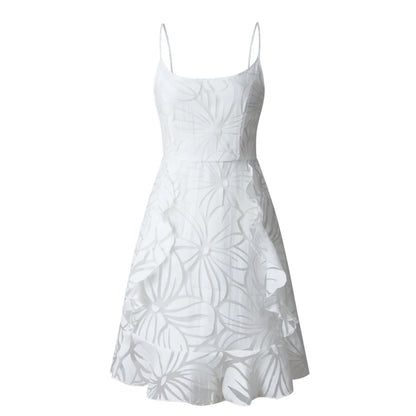 BKLD 2026 Printemps Été Mode Imprimé Volants Bretelles Fines Robes Courtes Vêtements Pour Femmes Tenues De Soirée Robe Blanche
