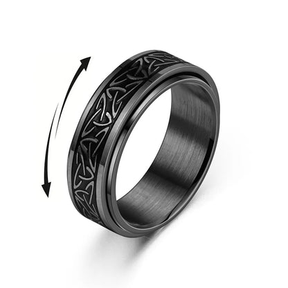 Bagues Runiques Nœud Celtique Viking pour Hommes Bague Pivotante Anti-Stress en Acier Inoxydable Anillo Antiestres