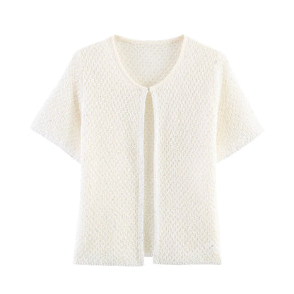 Vêtements féminins 2025 Nouveau style mode européenne et américaine, haut en tricot simple avec décoration de perles, gilet en tricot