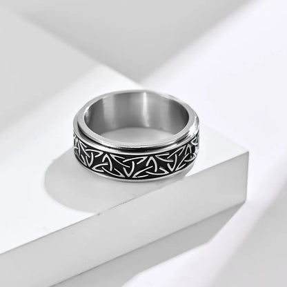 Bagues Runiques Nœud Celtique Viking pour Hommes Bague Pivotante Anti-Stress en Acier Inoxydable Anillo Antiestres