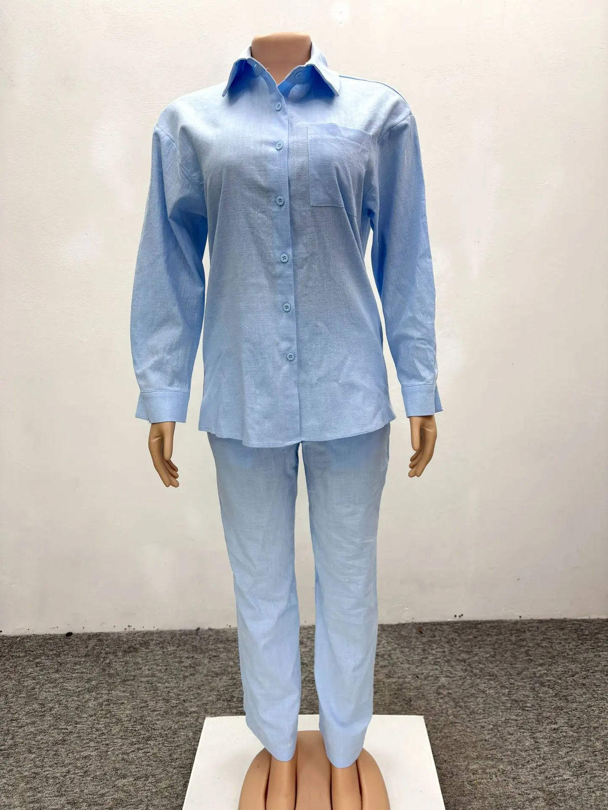 Pants Set Women Two Piece Sets Shirts Matching Sets Y2k Streetwear Single Breasted Tops Wide Leg Long Pants Casual Elegant Work