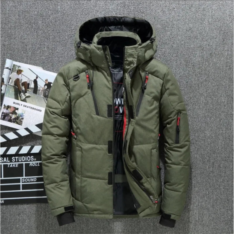 Men's Winter Outdoor Ski Suit Thick Warm Down Jacket Set Windproof Waterproof Mountaineering Coat Harajuku Casual Outerwear New
