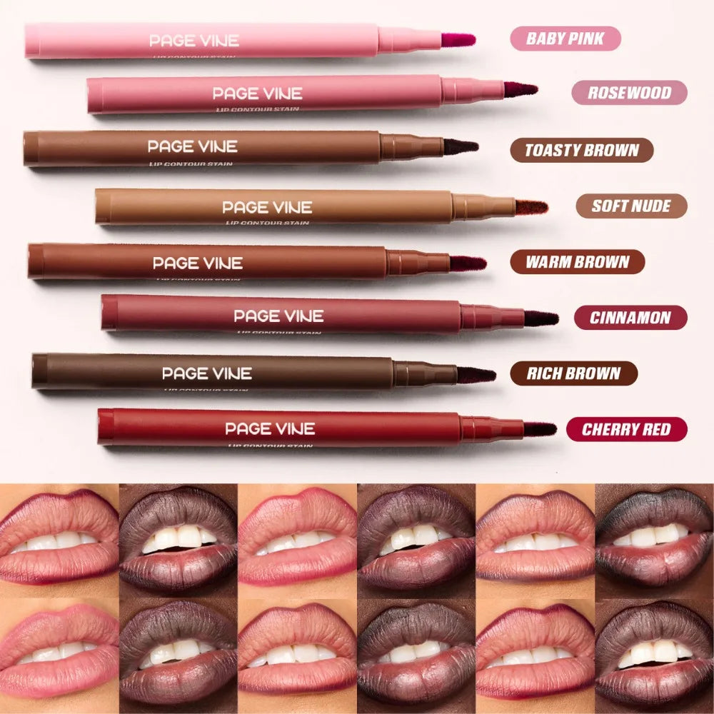 Crayon à lèvres mat imperméable Rouge Contour Teinte Rouge à lèvres Longue durée Anti-adhésif Hydratant Lèvres Maquillage 8 couleurs Velours