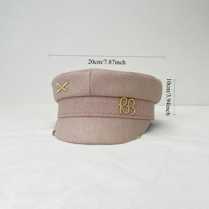 Winter Ladies Luxury Design Brand Octagonal Cap Letter Military Cap Pink Khaki Newsboy Hat Fall Baker Boy Cap Designer Cap