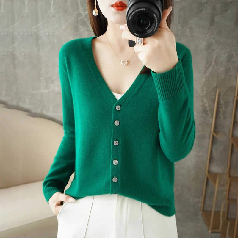 Pull ample pour femme à col en V, style vent frais et élégant