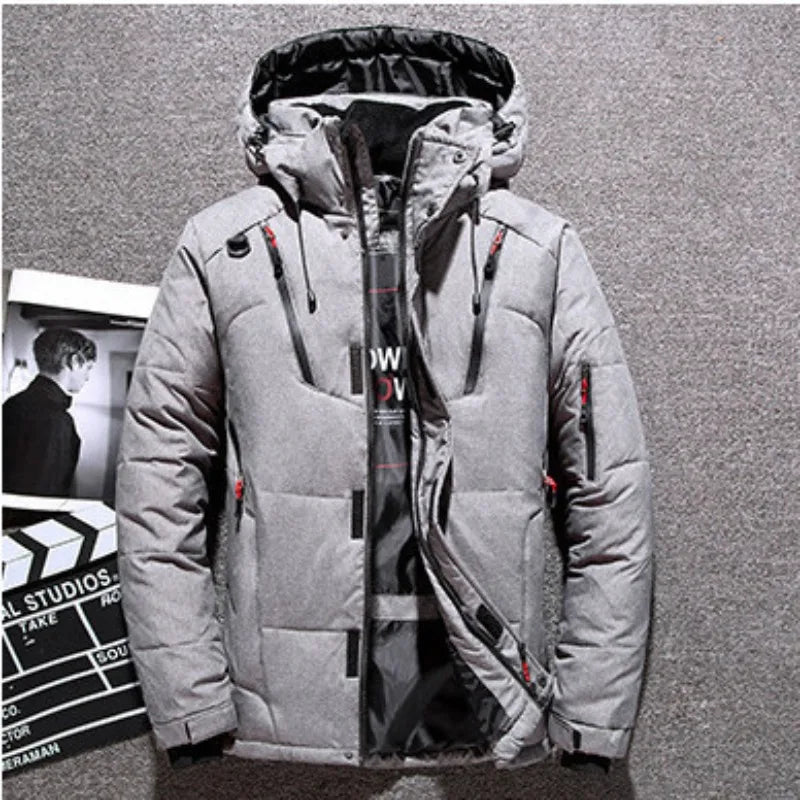 Men's Winter Outdoor Ski Suit Thick Warm Down Jacket Set Windproof Waterproof Mountaineering Coat Harajuku Casual Outerwear New