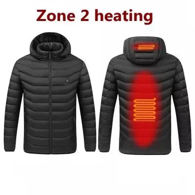 Men's Winter Warm USB Heating Parka Smart Thermostat Pure Color Hooded Heated Jacket Bobojaco Padded Clothing