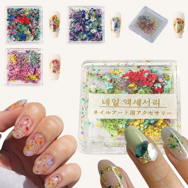 Dried Flower Nails Art Charms Japanese Charms Nails Art Decoration for Acrylic Nails Manicure Accessories