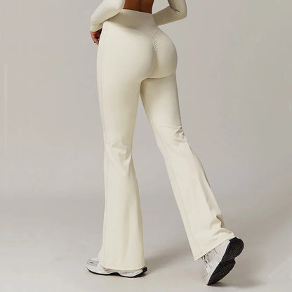 High Waist Wide Leg Pants Leggings Women Tights Fitness Bell-bottoms Yoga Elastic Leggings Push Up Gym Workout Flared Pants