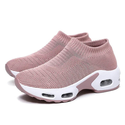 Women Sneakers 2020 Spring Flat Shoes Slip on Platform Sneakers for Women Black Breathable Mesh Sock Sneakers Shoes