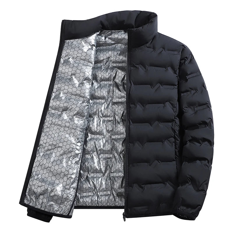 LEOSOXS-Men's outerwear made of graphene material, warm and casual, lightweight stand up collar, winter casual warm top