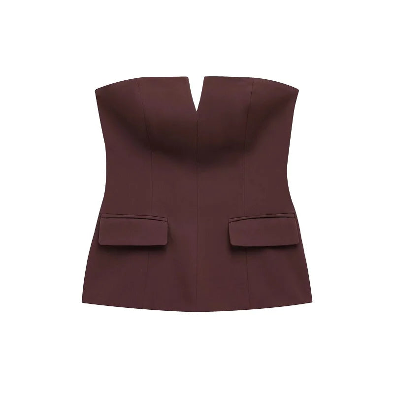 MUJER off Shoulder Tube Top Women Sexy Strapless Crop Top Woman Fashion Backless Short Tops for Women Spring Bustier Vest Top