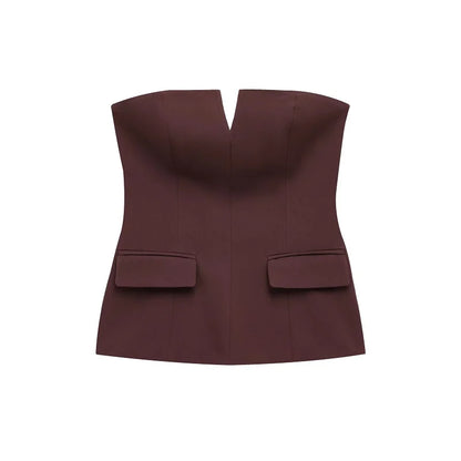 MUJER off Shoulder Tube Top Women Sexy Strapless Crop Top Woman Fashion Backless Short Tops for Women Spring Bustier Vest Top
