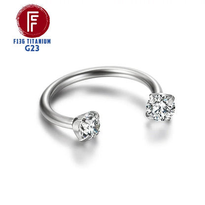 F136 Titane Piercing Pointe Conique Perle Ronde Zircon Hélice Anneaux de Nez Septum Cartilage Labret Boucle d'Oreille Bijoux de Corps Vente en Gros
