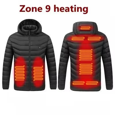 Men's Winter Warm USB Heating Parka Smart Thermostat Pure Color Hooded Heated Jacket Bobojaco Padded Clothing