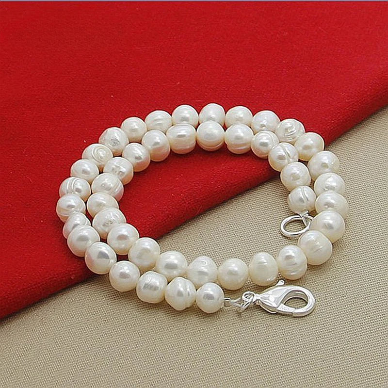 High Quality Fashion Long Pearl Necklace Natural Freshwater Pearl 925 Silver Jewelry For Women Statement Necklace N097