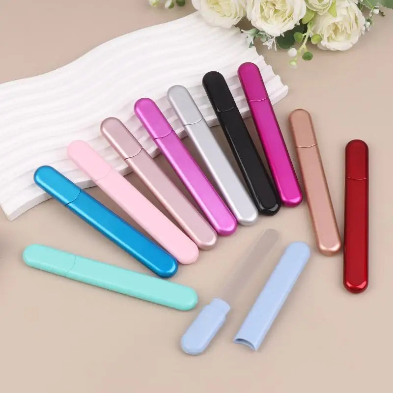 Portable Crystal Glass Nail File with Protective Case, Professional Nail Buffer for Natural & Acrylic Nails