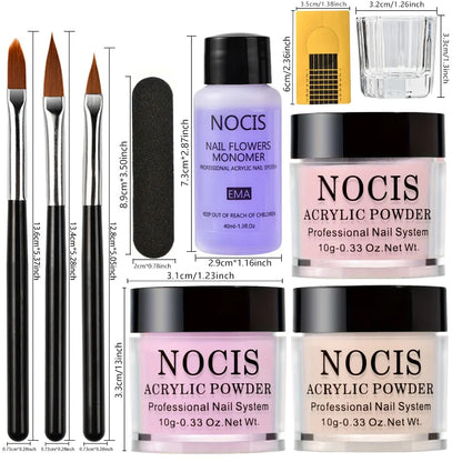 Nail Acrylic Powder and Liquid Monomer Nails Art Decoration For Manicure Set Kit Crystal Nail Glitter 3D Nail Tips Carving Tools