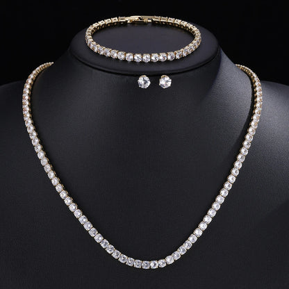 ZAKOL Gorgeous Buling AAA Clear Round Cubic Zirconia Wedding Bridal Necklace Earrings Party Jewelry Set for Women