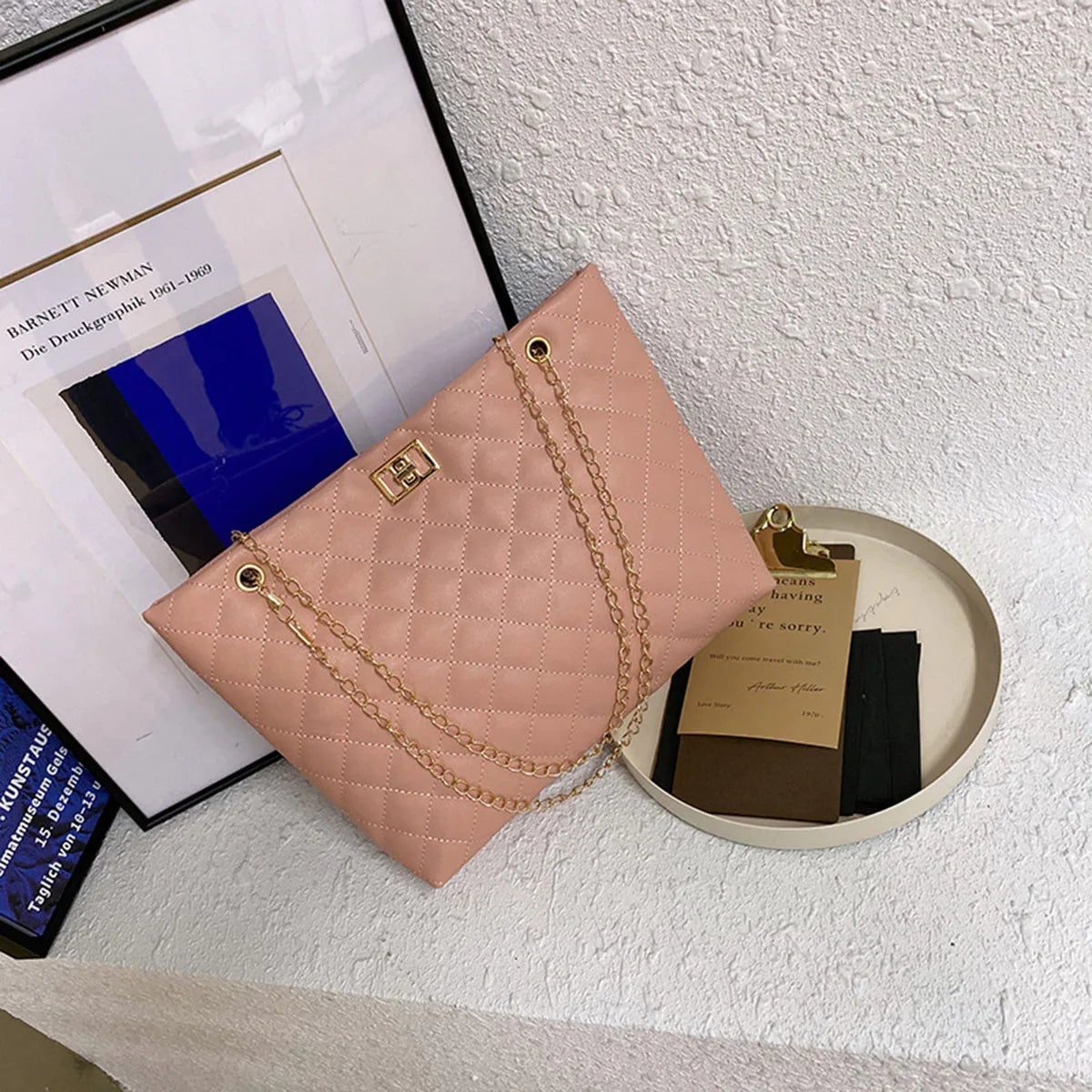 Sacs fourre-tout pour femme en cuir PU avec motif losanges, sac à main de personnalité, grande capacité, sac à bandoulière, sac de créateur