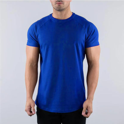 Men's Summer Skinny Casual T-Shirt Short Sleeve Tee Male Gym Fitness Sport Cotton Tops Man Running Workouts Sweatshirt Clothing