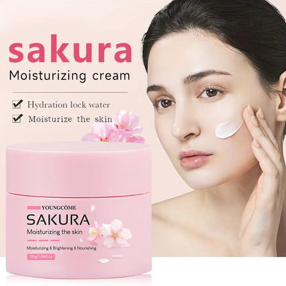 Crème Sakura Essence, Hydratant Visage Fleurs de Cerisier pour Peaux Sèches et Rugueuses, Anti-Âge, Lifting du Visage, Nourrissant, Réparateur au Collagène
