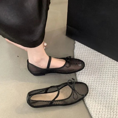 Nouvelles Chaussures Décontractées de Luxe Printemps/Été 2025 pour Femmes, en Maille Creuse avec Bande Élastique, Fond Plat Antidérapantes