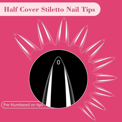 Clear Stiletto Nail Tips for Acrylic Nails Professional Soft Gel Nail Tips Medium Stiletto False Nails