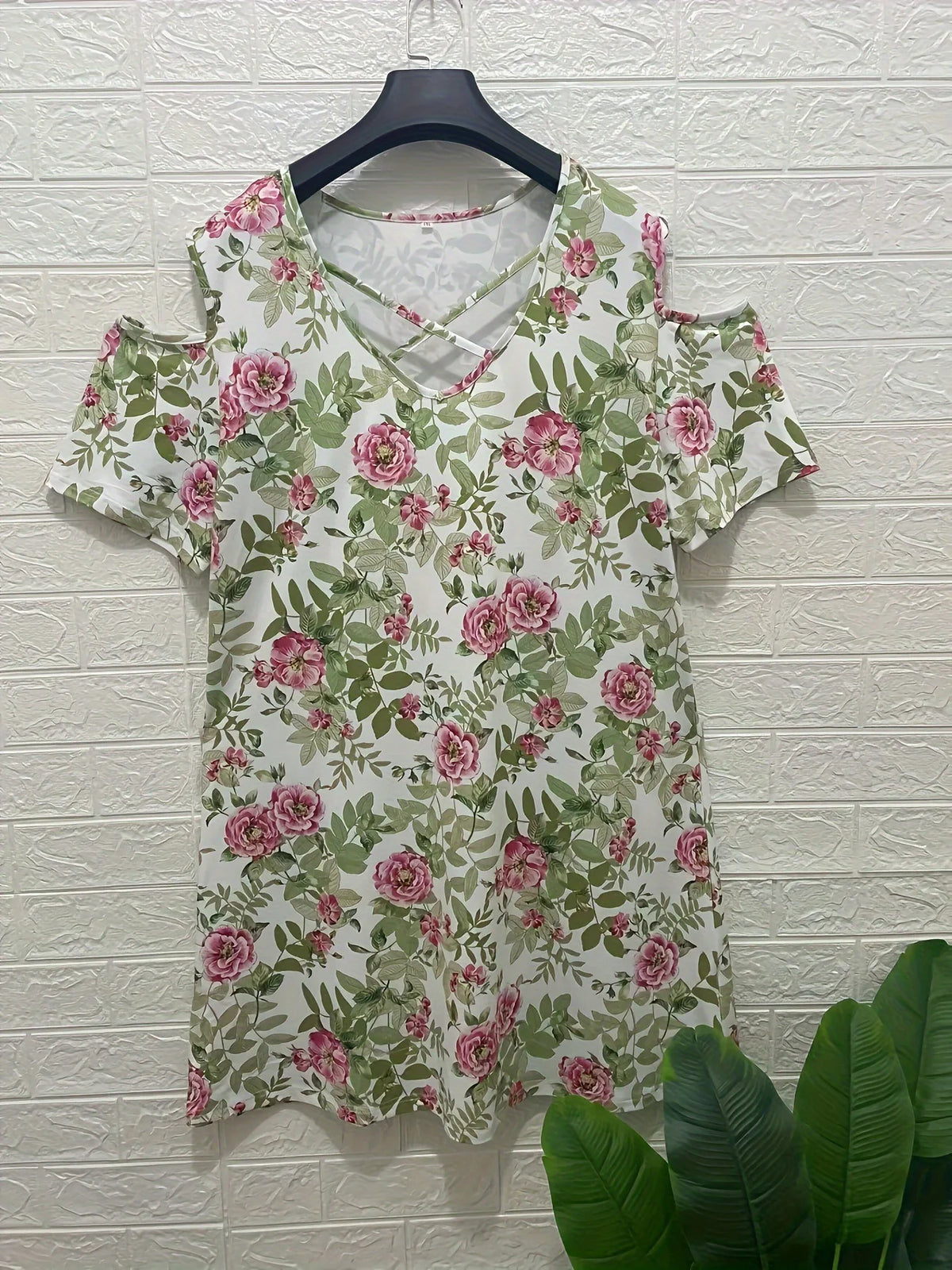Women Summer Dress Casual Solid Loose Sundress Dresses Off Shoulder Short Sleeve Sexy V-Neck Cross Black Dress Plus Size 4XL 5XL