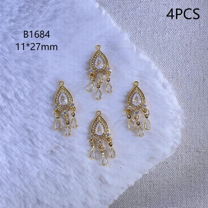 4PCS Kaniu Luxe Gold Nail Jewels Premium Crystal Rhinestones For Acrylic Nails Decoration Handmade Craft