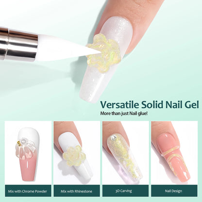 Nailpop Solid Nail Gel for Acrylic Nails Tips - Sculpting & Rhinestone Adhesive UV Gel Strong Adhesion Long-Lasting 20g