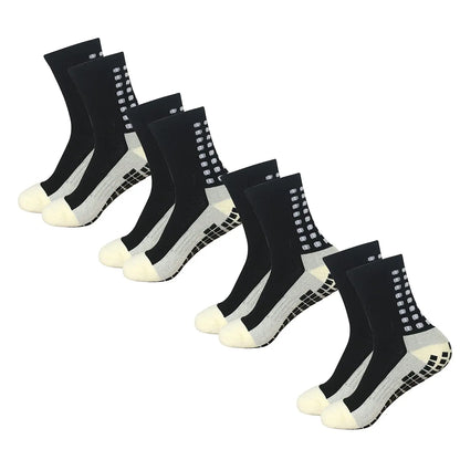 Men's Mid-Calf Sports Socks Breathable Anti-Slip Silicone Dotted Football Basketball Yoga Socks Comfortable Breathable Sports