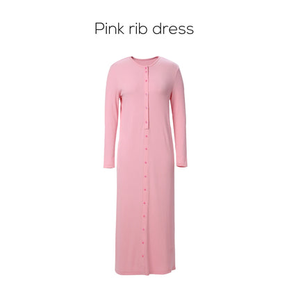 AP SS26 Women Rib Maxi Dress Comfortable Long Sleeve Lady Clothing Elegant
