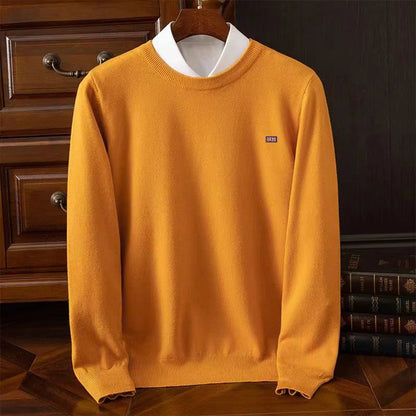 Winter New Men's 6XL Cashmere Cold Resistant Clothing Round Neck Solid Color Pullover Warm Sweaters Casual Pullover Logo Tops