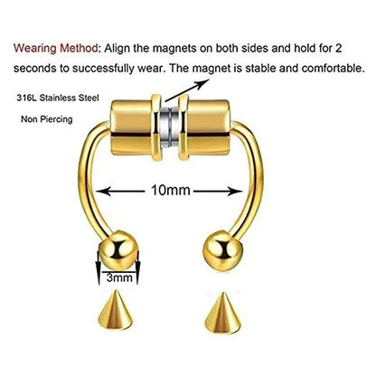2 pièces femmes fausse bague de nez piercing septum non-piercing anneau de nez clip Rock HipHoop anneaux de nez septum de lèvre bijoux de corps