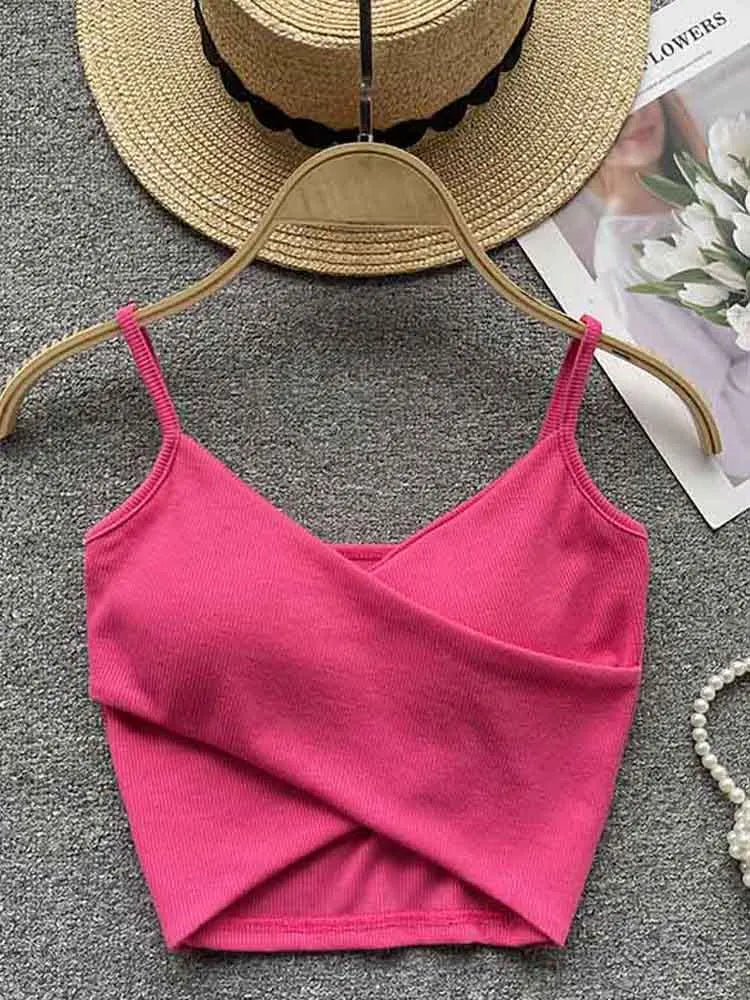 Débardeur Femme Élégant Chic et Mince, Camisole de Sport Décontractée Irrégulière, Bretelles, Couleur Unie, Tendance 2023 Y2K