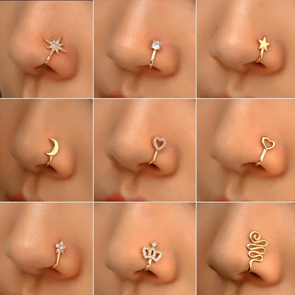 Men Women Nose Ring Clip Fake Septum Piering Rock Hip Hoop Punk Stainless Steel Body Jewelry Non Perforation Nose Clip Ring 2026