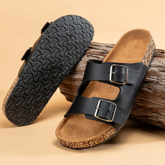 Claquettes Classiques Unisexe Pour Hommes Confortables Chaussures en Liège d'Été Pour Hommes Sandales d'Extérieur en Microfibre Grandes Tailles 36-46
