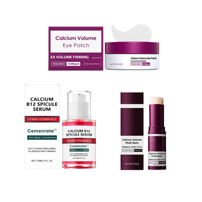 Ensemble de Soins à base de Calcium Anti-Âge Sérum Visage au Calcium Patchs Yeux Multi-Baume Atténue les Ridules Réduit les Cernes Nourrit