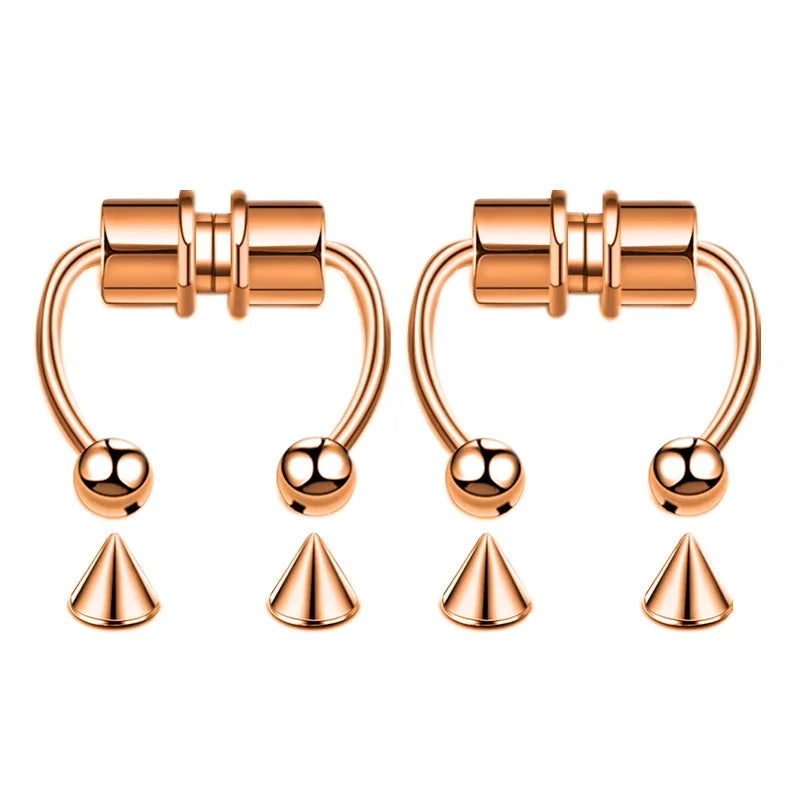 Faux Anneau de Nez Septum non Piercé Clip de Nez Rock HipHoop en Acier Inoxydable Aimant Mode Punk Bijoux Femme