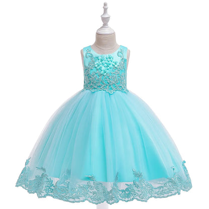 Party Dresses For Girls Flower Embroidery Beading Princess Dress For Kids First Communion Wedding Bridesmaid Birthday Party Gown
