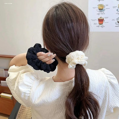Simple Solid Color Large Intestine Hair Rope for Women Elegant High Ponytail Hair Rope Fashion Girl Meatball Head Scrunchie