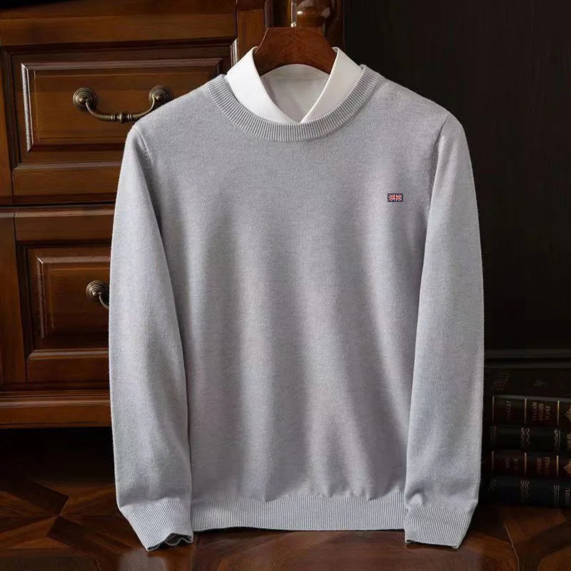 Winter New Men's 6XL Cashmere Cold Resistant Clothing Round Neck Solid Color Pullover Warm Sweaters Casual Pullover Logo Tops