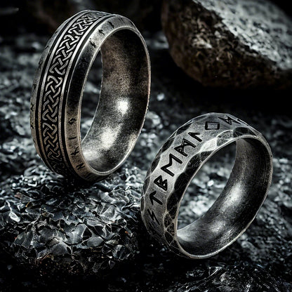 YILUOCD Stainless Steel Viking Runes Ring for Men Women Vintage Nordic Celtic Knot Rings Odin Letter Amulet Jewelry Wholesale