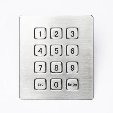 Industrial Keyboard with 12 Keys IP65 3x4 Kiosk Metal USB Keypad Stainless Steel Metallic Waterproof Slim Electric Lock Keypad