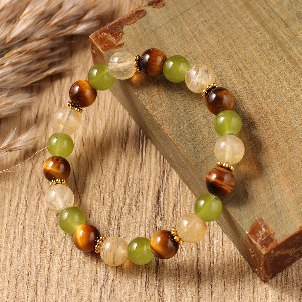 tigers eyes Citrine bracelet women spring summer jewelry healing yoga beads bangles cool gift for mom