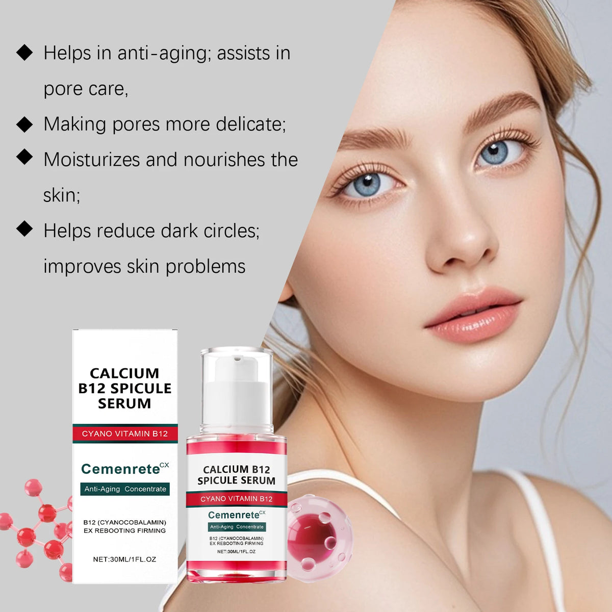 Sérum Essence Visage : Minimise les Pores, Hydrate & Nourrit, Apaise & Adoucit la Peau, Essence Éclaircissante